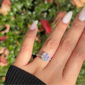 3ct oval cut moissanite VVS1 color D promise ring 5,6 and 7